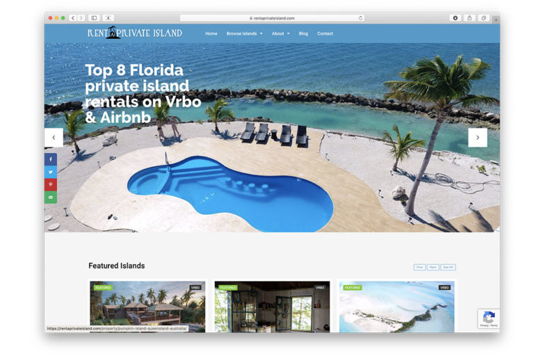 web design: rent a private island.com